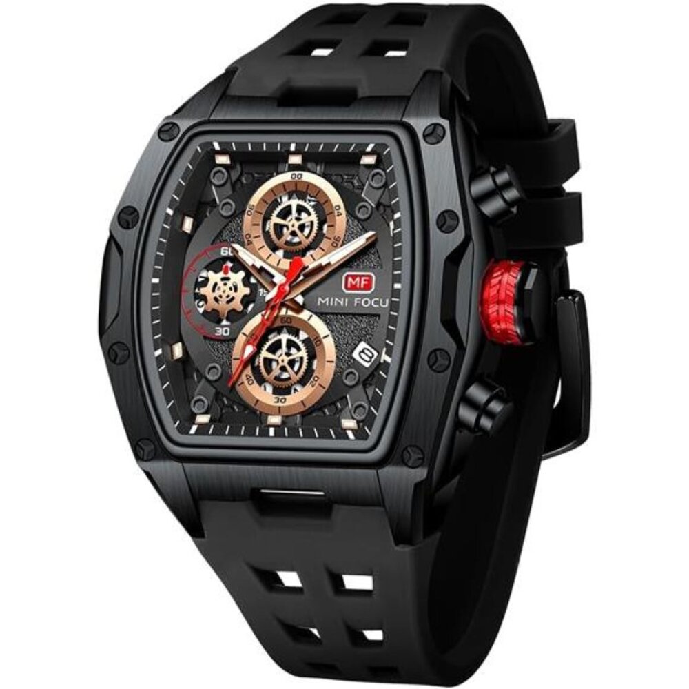 Mens Casual Wrist Watch Chronograph Waterproof Luminous Silicone Band Watch